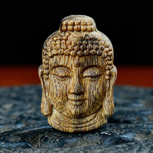 premium kynam agarwood "wisdom buddha" hand carved head pendant 4g