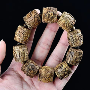 imperial kynam agarwood "six word mantra" prayer wheel bracelet 25g