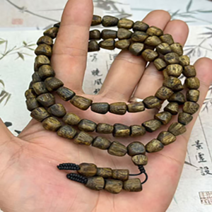 elegant kynam agarwood 108 bead "water drop" multi wrap bracelet 15g