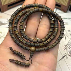 auspicious kynam agarwood "bamboo joint" 108 bead multi wrap bracelet 19g